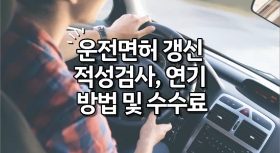 1종/2종 운전면허 갱신, 적성검사 기간, 연기, 대리접수 방법 및 수수료