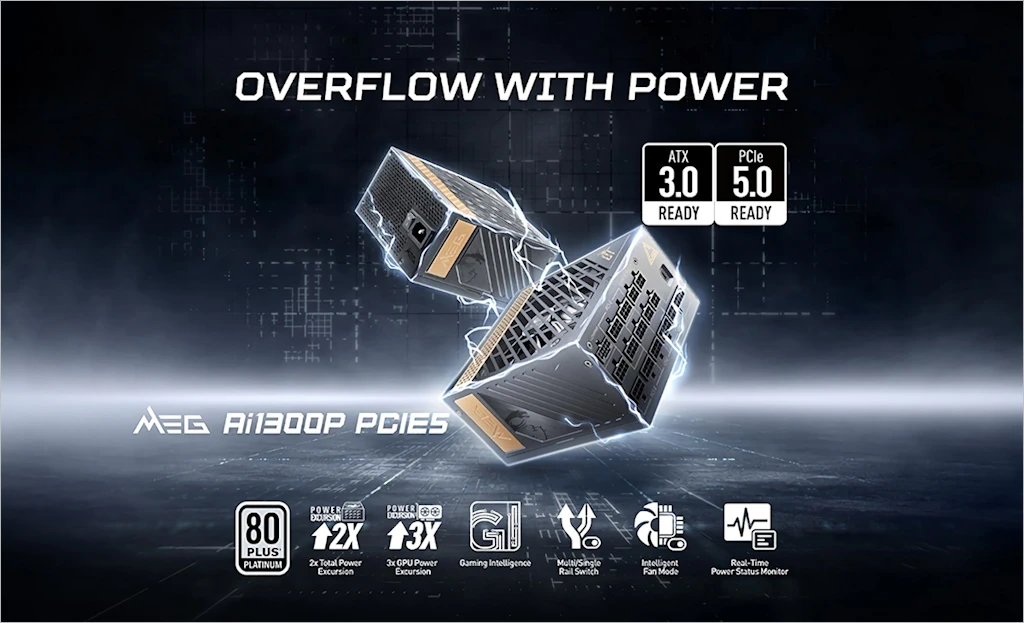 MSI MEG Ai1300P PCIE5 80PLUS PLATINUM 파워 서플라이 유닛 리뷰 1