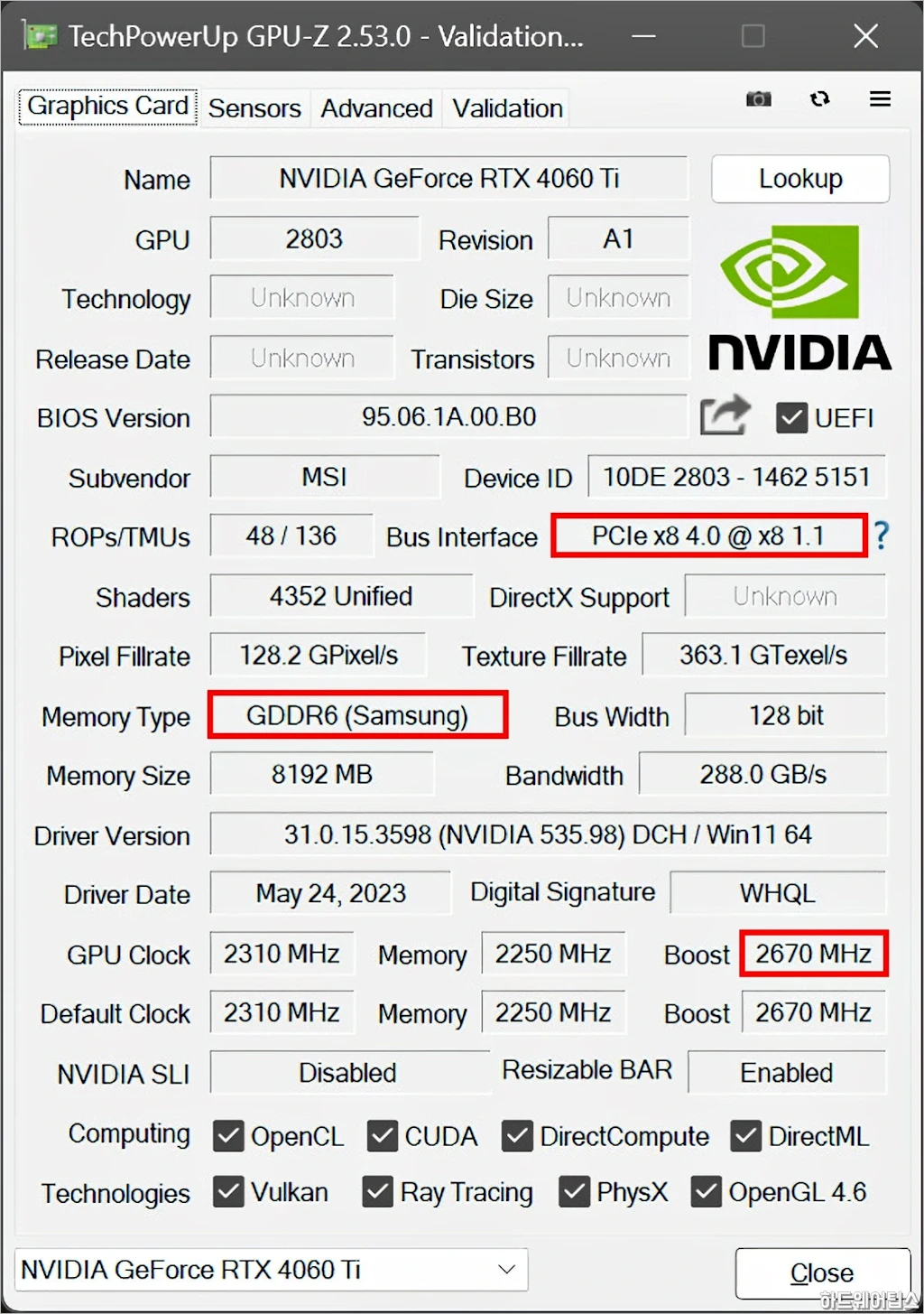 MSI 지포스 RTX 4060 Ti 게이밍 X 트리오 D6 8GB 트라이프로져3 리뷰 28