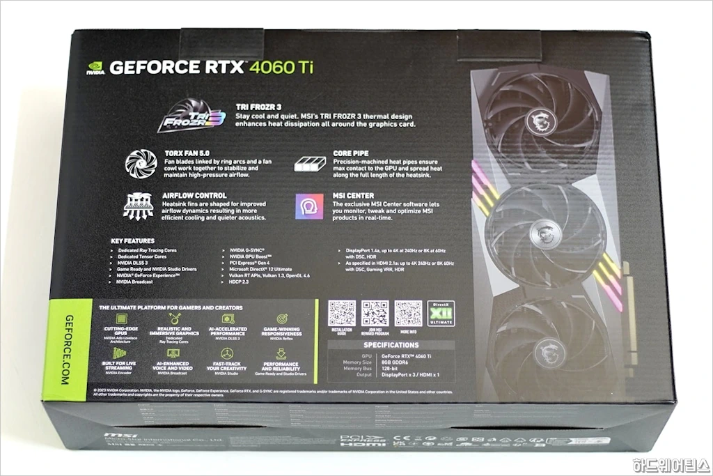 MSI 지포스 RTX 4060 Ti 게이밍 X 트리오 D6 8GB 트라이프로져3 리뷰 7