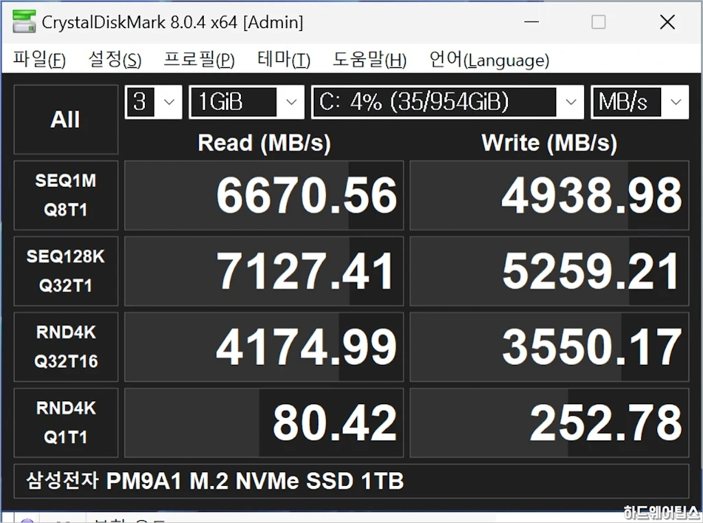 SK하이닉스 Gold P31 2TB SSD 간단 성능 테스트 7