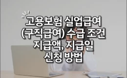 고용보험 실업급여 구직급여 신청 방법 조건 지급액 지급일