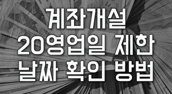 입출금 계좌 통장 개설일 20영업일 제한 개설 가능일 확인 방법 1