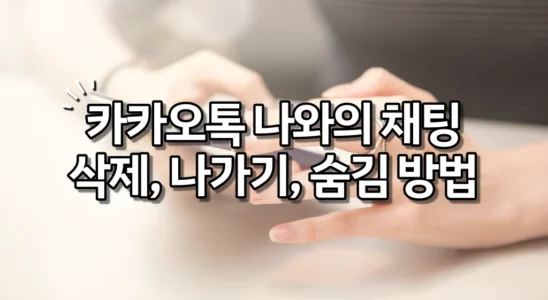 카카오톡 나와의 채팅 삭제, 나가기, 숨김 방법