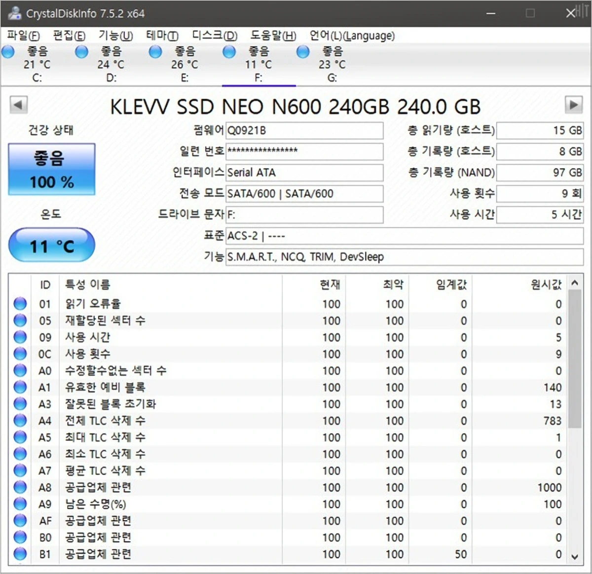 ESSENCORE KLEVV NEO N600 SSD 240GB 18