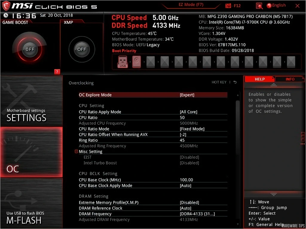 MSI Z390 시리즈 오버클러킹 가이드 9600K 9700K 9900K 4