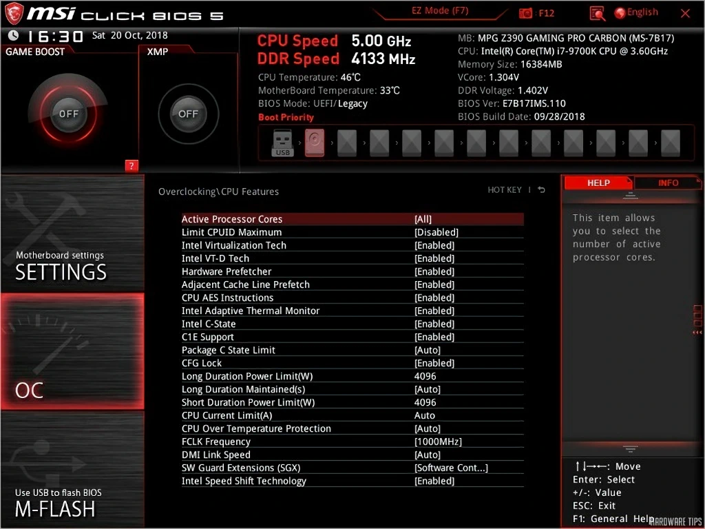 MSI Z390 시리즈 오버클러킹 가이드 9600K 9700K 9900K 9