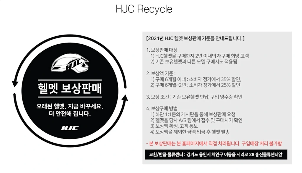 홍진 HJC 자전거 헬멧 AS 서비스 부속품 보상판매 방법 4