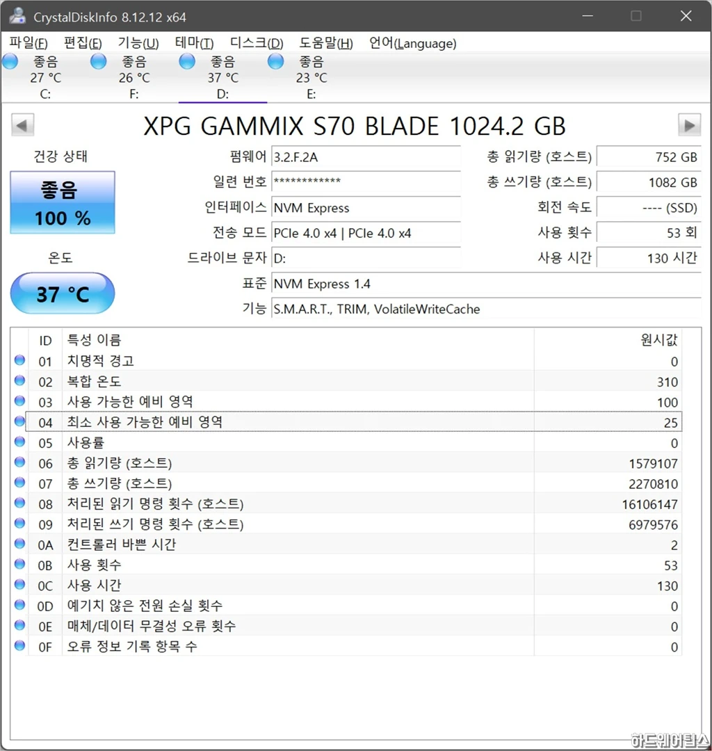 ADATA XPG GAMMIX S70 BLADE M.2 NVMe SSD 1TB 리뷰 13