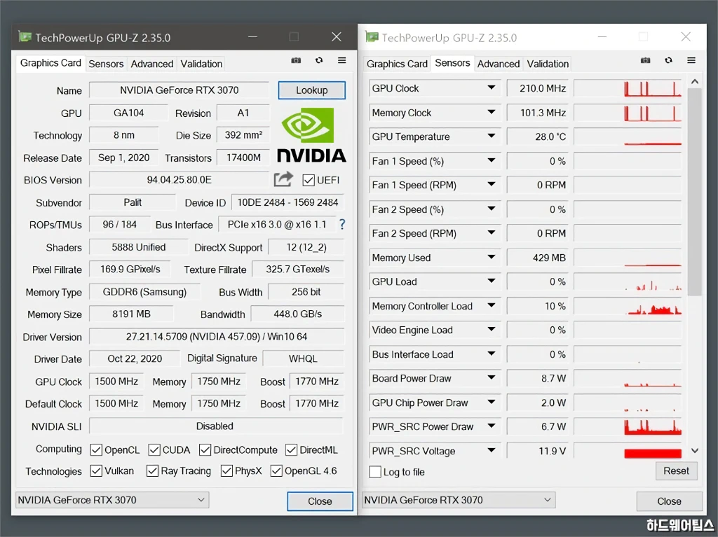 PALIT 지포스 RTX 3070 GAMINGPRO OC D6 8GB 간단 사용기 13