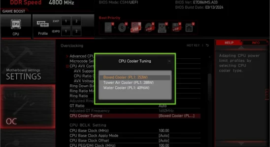 MSI 메인보드 코어 i9 13900K 14900K 안정성 향상 BIOS 설정 방법 1