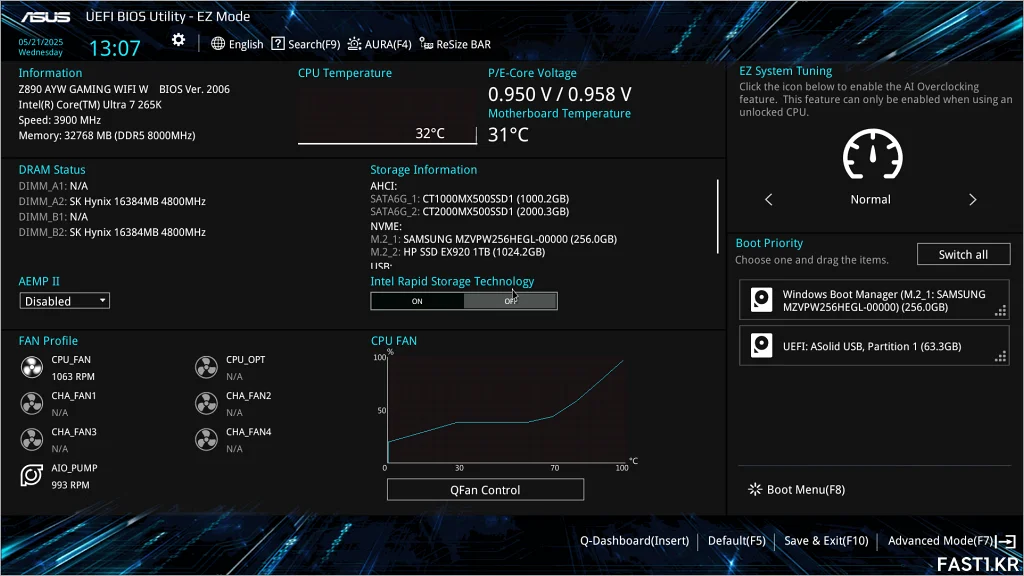 ASUS Z890 AYW GAMING WIFI W BIOS 01