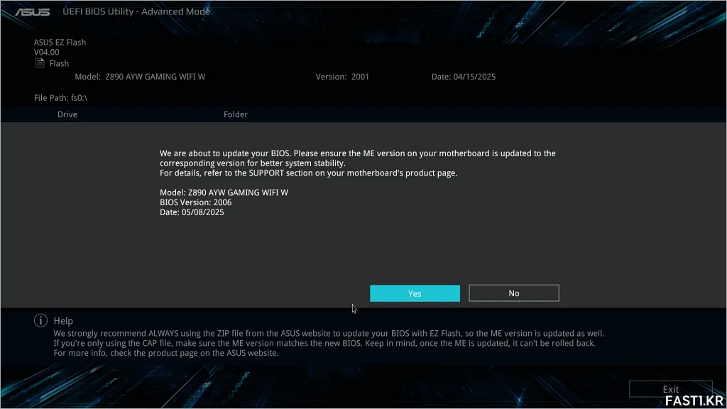ASUS Z890 AYW GAMING WIFI W BIOS 05