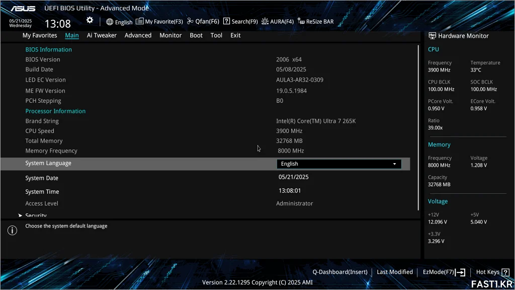 ASUS Z890 AYW GAMING WIFI W BIOS 06