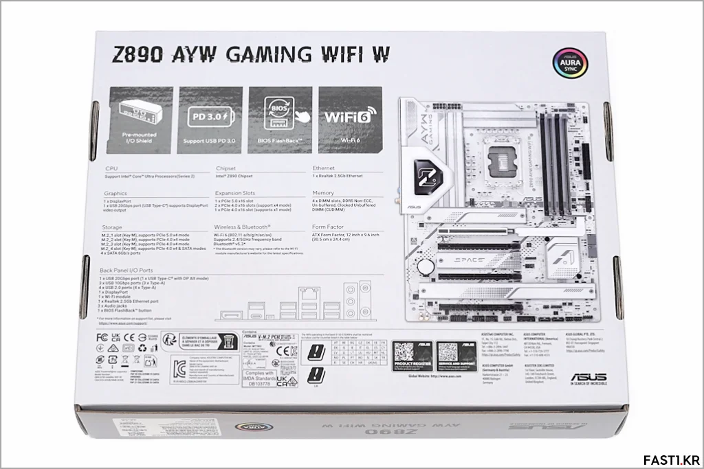 인텔 코어 울트라 7 265K ASUS Z890 AYW GAMING WIFI W 11