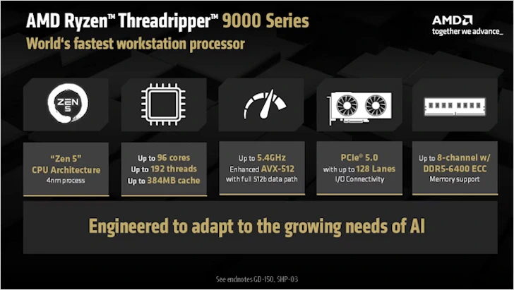 AMD 라이젠 스레드리퍼 PRO 9000 WX 시리즈 4