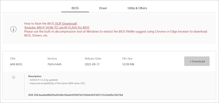 MSI MAG B850M 박격포 WIFI 리뷰 148 MSI MAG B850M 박격포 WIFI BIOS 01